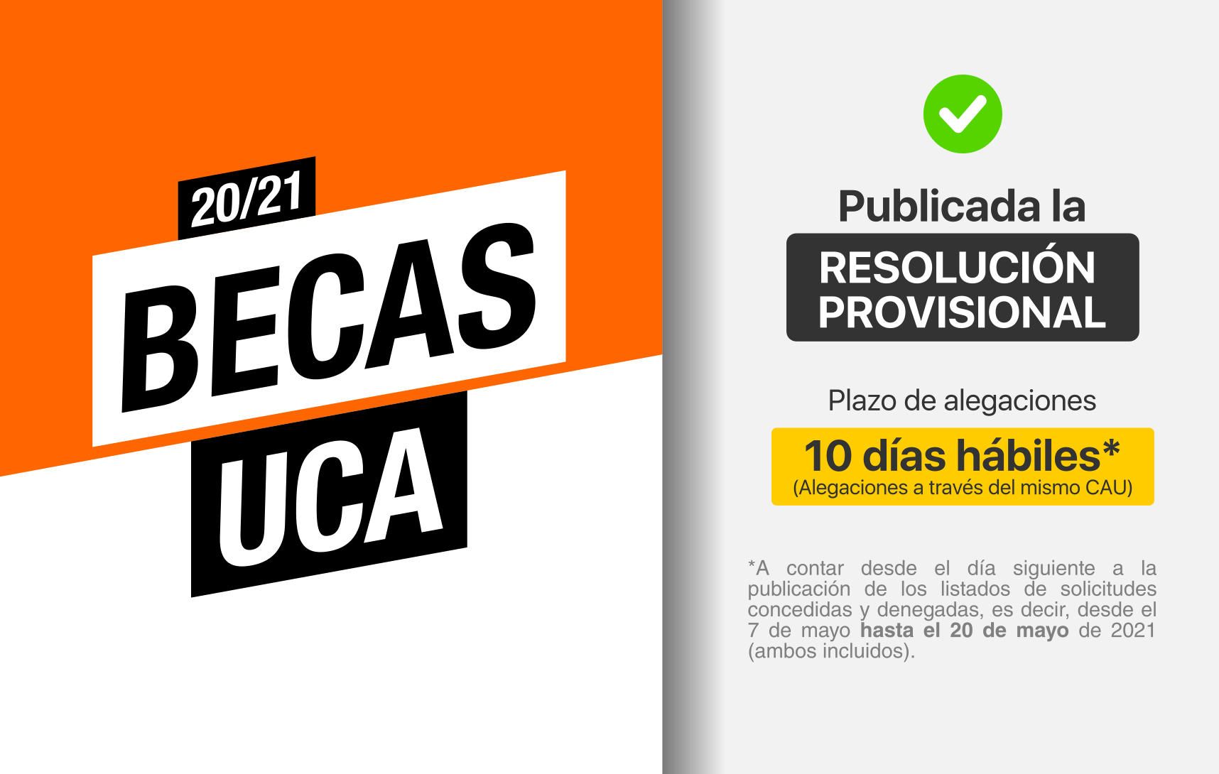 ⚠️ Plazo alegaciones Becas UCA