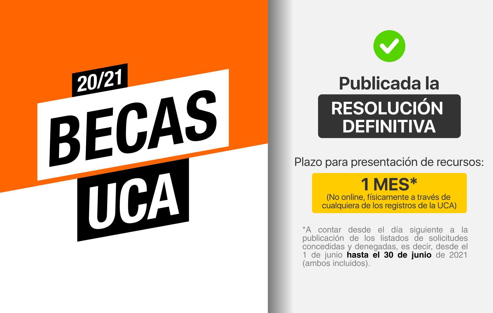 ⚠️ Plazo recursos Becas UCA